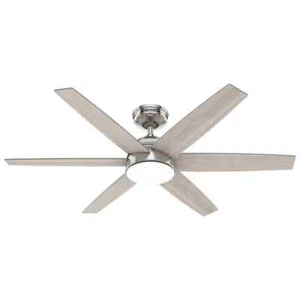 Hunter Anza 52” 6 Blade Ceiling Fan 53284 LED Light w/ Remote Nickle Free Ship - Picture 1 of 8