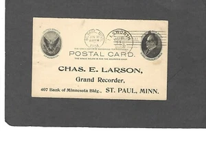 UX18 1c McKINLEY POSTAL CARD-USED-1904 GRAND RECORDER,A.O.U.W. OF MINNESOTA - Picture 1 of 2