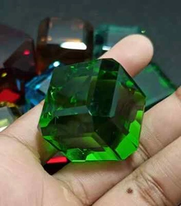 Certified Natural 256.40 Ct Brazilian Green Color Topaz Cube Cut Loose Gemstone - Picture 1 of 5