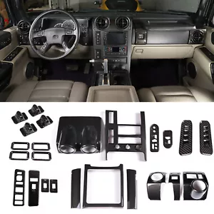ABS Carbon Fiber Interior Center Console Trim Cover Set Fits Hummer H2 2003-2007 - Picture 1 of 30