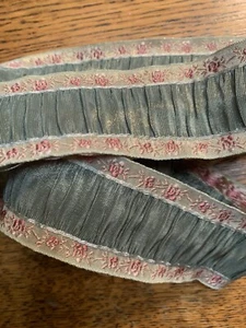 BTY - Rivestimento metallico raccolto nastro rosa verde alveare rayon - Francia - Foto 1 di 1