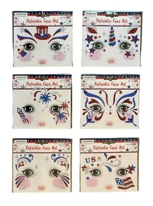 Patriotische Gesichtskunst Glitzer Temporäre Tattoos Rot Weiß Blau 4. Juli Team USA - Bild 1 von 4