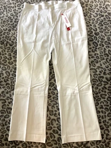 Sheego Kaleidoscope Plus Size 28 White Stretchy Bootcut TROUSERS Summer Holiday - Picture 1 of 2