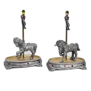 Mini carrusel de peltre Michael Ricker Pegaso y unicornio con cristales 1987 - Imagen 1 de 10