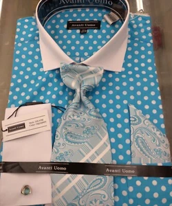 Beautiful Dress Shirts for Men with Tie,Hanky & Cufflinks polka-dot  - Picture 1 of 1