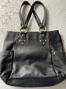 Kenneth Cole Reaction Boho Bag Purse Black Leather, 16x13, Inside Compartments - Picture 1 of 7