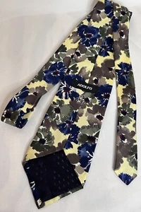 VINTAGE Adolfo Herren 100 % Seide Krawatte Krawatte Marineblau Gelb Blumenmuster 56" x 4" - Bild 1 von 9