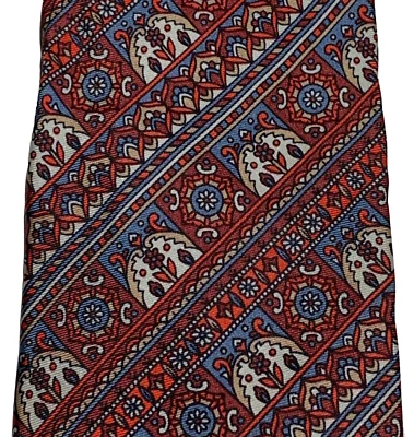 OLEG CASSINI VINTAGE Tie - Moorish? Pattern in Red Pink Blue White Khaki  - Image 1 of 4
