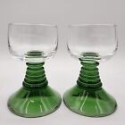 Set Of 2 German Roemer Green Glass Cordial Beehive Swirl Stem 2cl