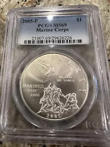 2005 P $1 Marine Corps 230th Anniversary Commemorative Silver Dollar NGC MS69 - Picture 1 of 4