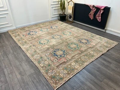 Alfombra rosa de gran tamaño, alfombra persa hecha a mano, alfombra oriental, alfombra vintage, 9,5 x 12,2 pies Foto 1 de 4