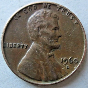 1960-D MEMORIAL FILL 9 DIE CHIP ERROR, VF, BROWN, CIRCULATED - Bild 1 von 2