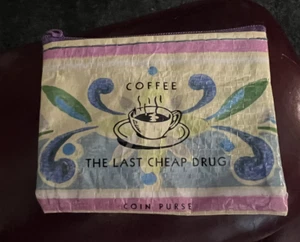 Coin Pouch Purse Coffee Drug Recycled Eco Friendly Retro Wallet Small Zip Bag - Picture 1 of 4