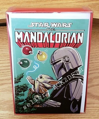🔥Star Wars MANDALORIAN THE CHILD 12 Tarjetas de Navidad Pack American Greetings NUEVO Foto 1 de 4