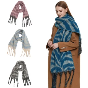 Thick Tassel Scarf Autumn Fashion Circle Jacquard Zebra Pattern Yarn Winter - Picture 1 of 22