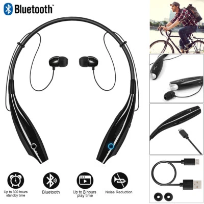 Stereo Wireless Bluetooth Headphone Headset Mic Earphones Neckband Earbuds Sport - Image 1 of 4