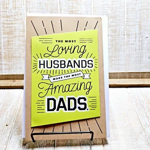 American Greetings Father's Day Card For Husband Brown Green Gold Stripes - Picture 1 of 9
