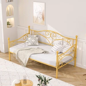 Twin Size Daybed Frame Metal Sofa Bed Heavy Duty Steel Slat Support for Bedroom - Picture 1 of 32