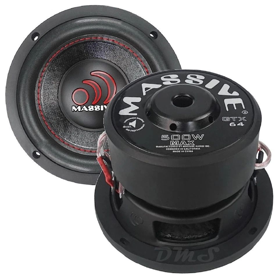 1x 6" Subwoofer Dual 4 Ohm GTX64 500 Watts Massive Audio Car Woofer