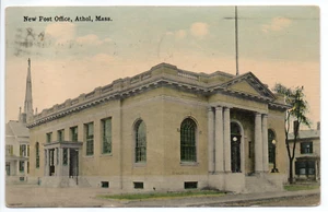 Neues Postamt Athol MA Massachusetts Postkarte mit geteilter Rückseite verschickt 1914 - Bild 1 von 13