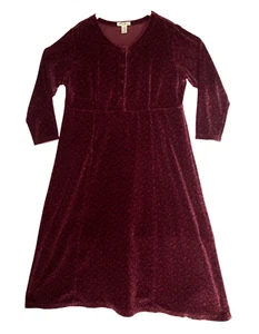 Eddie Bauer Dress Womens XL Burgundy Velvet Maxi Long Prairie Whimsigoth Goth - Picture 1 of 14