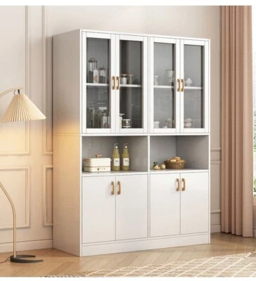 Kitchen display cabinet dishes cabinet buffet kitchen cabinet kitchen buffet tall cabinet White - Image 1 of 4