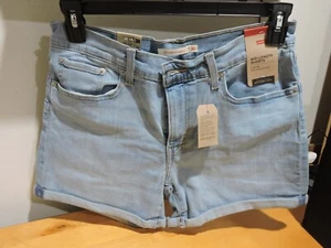 LEVI'S Women's Denim Shorts Mid Length Light Wash NWT Size 30 - Picture 1 of 8
