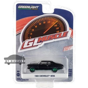 GREENLIGHT GL MUSCLE 1969 CHEVROLET NOVA CUSTOM 1/64 MATT BLACK 13320 B Chase - Bild 1 von 1