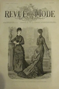 REVUE DE LA MODE XIXème N° 301 de 1877 BRODERIE COUTURE ROBES MANTEAUX CHAPEAUX - Picture 1 of 3
