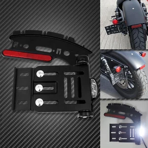 LED Light Side Number License Plate Mount Holder Frame Fit For Harley Sportster - Picture 1 of 12