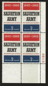 US Scott #1267, Plate Block #28113 1965 Salvation Army 5c FVF MNH Lower Right - Picture 1 of 1