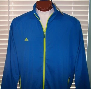 ADIDAS GOLF CLIMALITE l/s Lightweight Full Zip JACKET sz 2XL ROYAL/LIME $125 - Picture 1 of 3