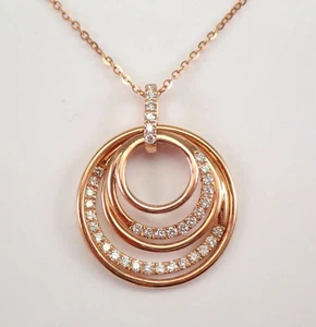 1.20 Ct Round Cut Simulated Diamond Circle Interlocking Pendant Rose Gold Plated - Picture 1 of 4