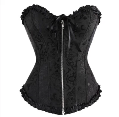 NWOT Zip-Up Corset with Ruffled Edges Lace-Up Back 4X PLEASE READ FOR MEASURE. - Image 1 of 4