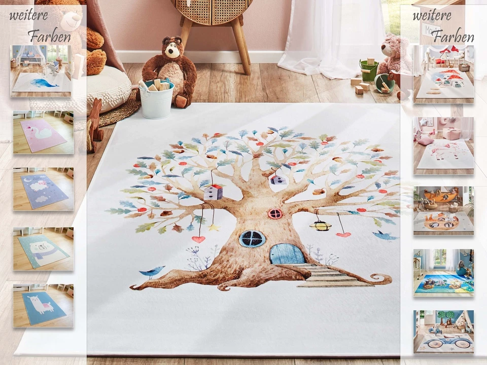 Kinderteppich Einhorn, Auto, Tiere, Rosa, Blau, Grau, Mint, Sweet Dreams - Bild 1 von 1