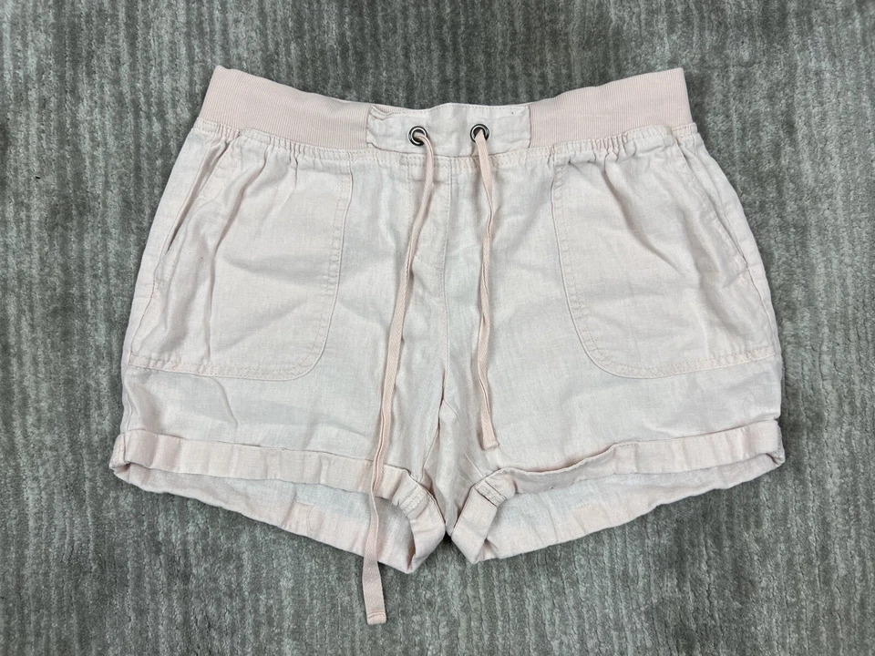 Per Se Shorts Womens Medium Pink Mid Rise Linen Blend Cuffed - Image 1 of 4