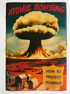 Atomic Bomb Poster 1950s Warning Posters Atom Blast Print Aged Distressed - Picture 1 of 5