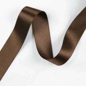 Cinta satinada doble cara marrón de 1/8"" de 1/8"" x 20 yardas cuidadosamente enrollada - Imagen 1 de 3
