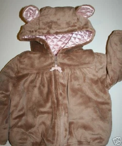 NWT GYMBOREE GIRL HODDIE FUZZY HOODED JACKET SIZE 2T EARS ON HOOD BEAR EARS 2 - Picture 1 of 1