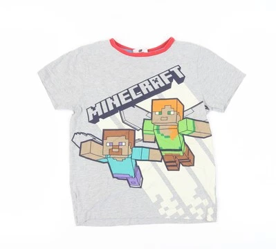 Next Boys Minecraft Grey T-Shirt 9 Years Geek Style - Image 1 of 4