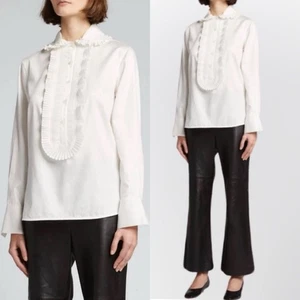 Rebecca Taylor Pleat Front Button Down Blouse NWT $295 - Picture 1 of 6
