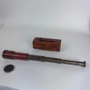  Maritimes Messing Dolland London Teleskop mit Lederetui Marine Fernglas - Bild 1 von 7