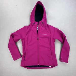 Columbia Jacket Womens Large Pink Omni-Wind Block Softshell Fleece Lined Hooded - Picture 1 of 18