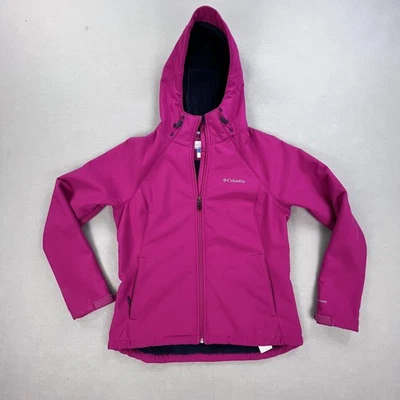 Columbia Jacket Womens Large Pink Omni-Wind Block Softshell Fleece Lined Hooded - Image 1 of 4