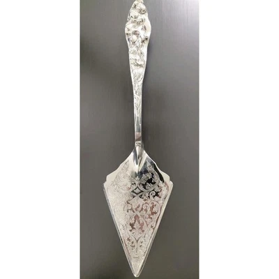 Servidor de bolo Raimond aço inoxidável (Japão) com cabo de prato de prata e borda serrilhada - Imagem 1 de 4