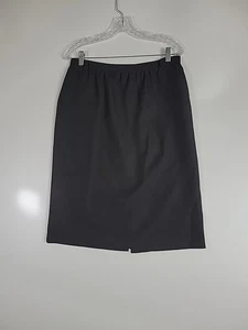 VTG Alfred Dunner Midi Skirt Womens Sz 10 Petite Black Pull On Pockets Goth - Picture 1 of 10