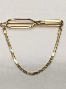 Forstner Tie Bar Clip 1/20 12KT Gold Filled w/ Chain 1940s Vintage - Picture 1 of 12