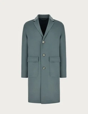 $3,850 CANALI - Moss Gray Wool/Cashmere Patch Pocket Topcoat Coat - 40R - Image 1 of 4