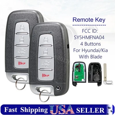 2 Replacement For 2011 2012 2013 2014 Hyundai Sonata Remote Key Fob SY5HMFNA04 - Imagem 1 de 4