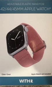 WITHit Designer Band Compatible with 42/44/45 MM Apple Watch Coral NEW - Picture 1 of 1